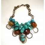Colier howlite turcoaz și carneol